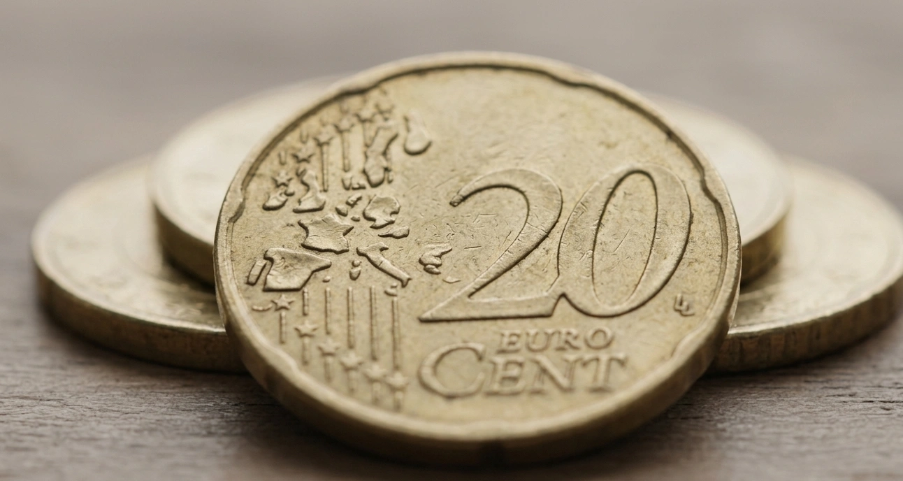 Macro shot of 20 cent euro coin